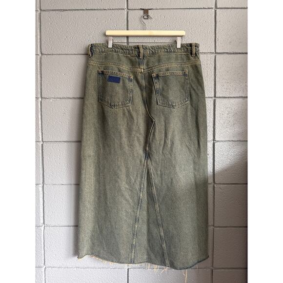 Women's Ganni Y2K Brown Overdied Denim Maxi Skirt in Shitake US 20 Streetwear - Picture 4 of 7